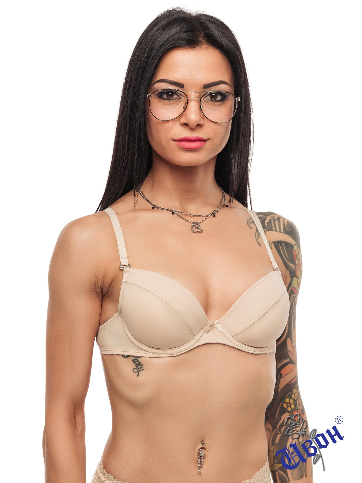 Сутиен с гладка чашка, дунапрен и банели — Tan